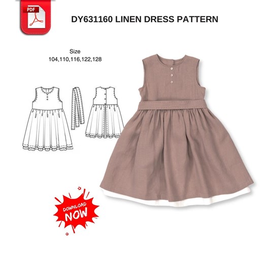 Girls Linen Dress Sewing Pattern PDF Download - Etsy Canada