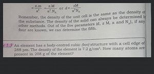 Remember, the density of the unit cell is the same as the densi... | Filo
