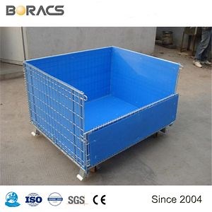 [Hot Item] Foldable Warehouse Stillage Pallet Secure Collapsible Wire Mesh Container Metal Storage Cages with Wheels