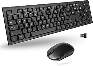Macally Wireless Keyboard and Mouse Combo, 2.4G Full Size Wireless Mouse and Keyboard Combo for PC, Desktop, Laptop, Notebook, ChromeBook - Ultra Slim Cordless Computer Keyboard Mouse Set
