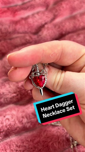 Gothic Heart Dagger Necklace Set: Love and Danger