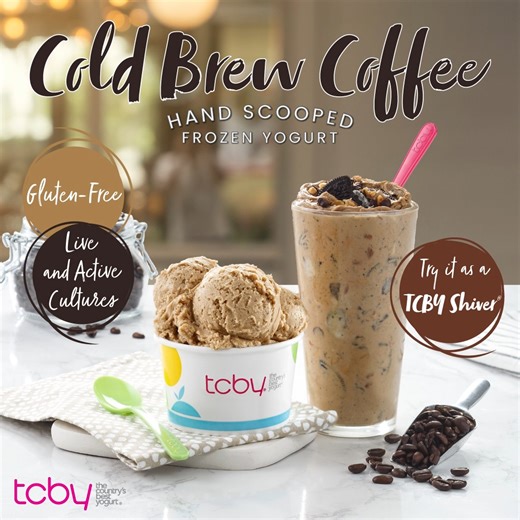 The perfect pick-me-up. ❄️☕ How do you take your coffee at TCBY? 🍦 Classic Coffee Soft Serve 🍨 Cold Brew Coffee Hand Scooped Frozen Yogurt 🥤 Frappe Chiller Try them all at your local #TCBY! *Available at participating locations. Call or see store for details at TCBY.com. #TCBY | TCBY