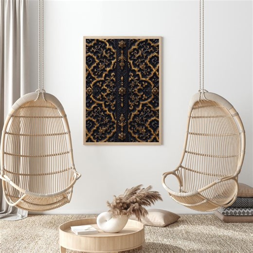 Luxury Moroccan Black & Gold Pattern – Islamic Ornamental Digital Download – Seamless Background for Wallpaper and Fabric - Etsy