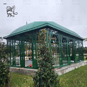 [Hot Item] Large Building Project Outdoor Antique Wrought Iron Gazebo Green House Pavilion Cast Iron Gazebo Factory