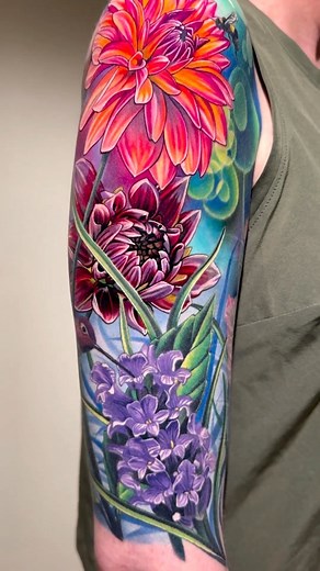 Amazingly vibrant floral tattoo from Eternal Ink Pro Team Artist @philgarcia805 #eternalink #brightestcolorsperiod | Eternal Ink