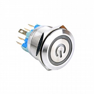 [Hot Item] 22mm 6pin 24V Ring LED Power Logo Lighted Pushbutton Switch
