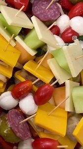 ALL SKEWED UP @dolceandclementes This delectable platter has meats, cheeses, fruits and veggies all skewed up with our homemade balsamic glaze for drizzling. | Dolce and Clemente's Italian Gourmet Market