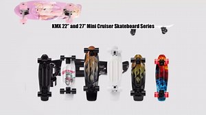 KMX Skateboard 22 and 27 Inch, Classic Cruiser Skateboard for Beginners and Advanced Skaters, Mini Cruiser Board for Boys, Girls, Kids, Students, Adults, Teens Penny Board(27 Flex)