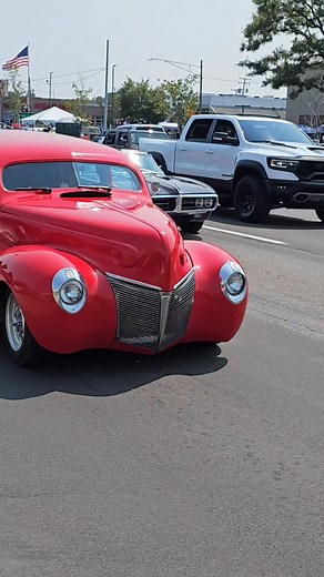 Classic Red Hot Rod Split Windows American Eagle Drive By Engine Sound Woodward Dream Cruise 2023 | Casey Faitel