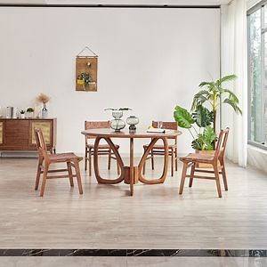 [Hot Item] Modern Wood Furniture Restaurant Chair Wood Round Dining Table Set