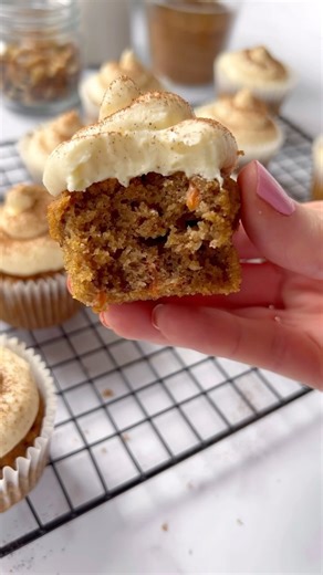 4.4K views | Comment CUPCAKE for the recipe to be sent directly to your DMs  Healthy Carrot Cake Cupcakes are perfectly sweet, gluten free, moist and delicious!! Topped with cream cheese frosting, they are perfect! | The Toasted Pine Nut | Facebook