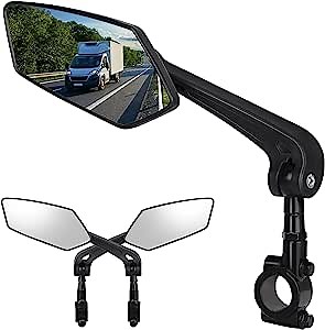 Bike Mirror, Bicycle Mirrors of Handlebars 360 Rotate Rearview Glass Lens, Safe Cycling Bike Rear View Mirror