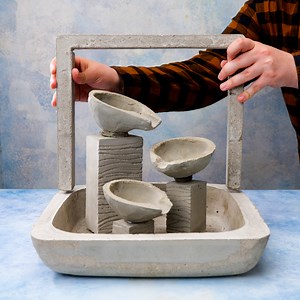 Check Out This Beautiful Concrete Waterfall Fountain! Step by Step! | 5-Minute Recycle