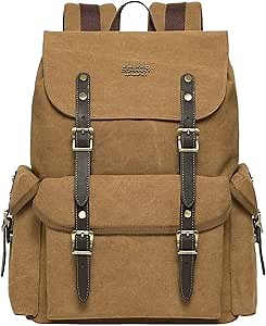 KAUKKO Vintage Casual polyster and Leather Rucksack Backpack
