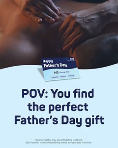 Dad’s always had your back... 💖 Help him take care of his this #FathersDay with a gift card for some well-deserved ME Time! He can choose to enjoy a relaxing massage, an assisted stretch session, or maybe even a customized facial. Stop in and pick up a gift card today! Learn more: https://bit.ly/4bm46ug | Massage Envy