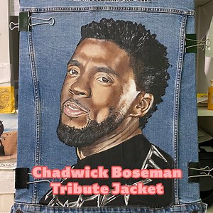 Painting A Chadwick Boseman Tribute Denim Jacket | Genius Cute Plus
