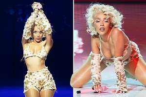 Doja Cat wows at Paris Fashion Week in matching gloves and tiny bikini top