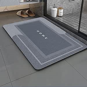 Super Absorbent Bath Mat, Quick Dry Bath Mats for Bathroom, Non Slip Rubber Bathroom Mats Rugs, Easy to Clean Machine Washable Thin Bath Mats (Rectangular Blue, 23.6" L x 15.7" W)