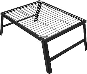 Folding Campfire Grill Grate, Portable Heavy Duty Stainless Steel Camping Grills with Detachable Grate & Safety Buckle, Easy Cleaning & Packing for Outdoor Picnic
