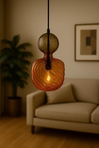 Hand Blown Orange Glass Pendant Light – Swirled Glass Pendant Lighting – Modern Hanging Light Fixture for Kitchen, Living Room, or Bedroom - Etsy