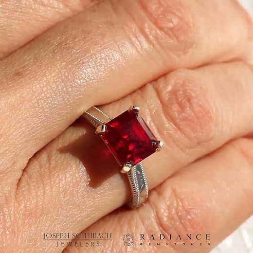 Radiance® antique emerald cut ruby ring
