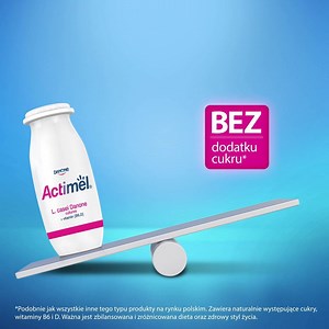 Jogurt, kultury bakterii, witaminy – i nic więcej. Nowy Actimel bez dodatku cukru* trzyma zdrowy balans razem z Tobą. | Actimel