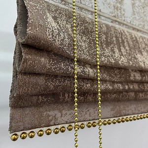 Elegant Textured Roman Shades - Custom Linen Roman Blinds With Gold Accents - Etsy
