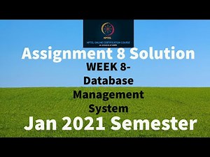NPTEL Database Management System Assignment 8 Answers | DBMS Week-8 Quiz Answers 2021 | NPTEL #DBMS