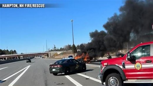 Man seriously injured in fiery crash near Hampton, NH toll plaza