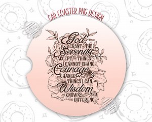 Christian voiture sous-bock PNG, prière sérénité Sublimation voiture sous-verre, conception florale vintage de sous-verre de voiture, modèle religieux de sous-verre de voiture - Etsy France