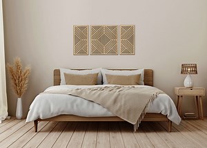Geometric Wooden Triptych Wall Art: Birch Plywood Panels - Etsy