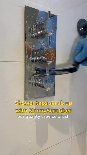 🚿 Clean shower tap without a fuss or a flap 🫧 👉 SkinnyScrubber: a decent quality crevice brush set from SonicScrubber #cleaning #showerclean #cleantok #clean #cleaningmotivation | SonicScrubber