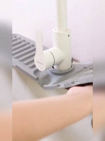 Kitchen Sink Splash Guard, Kitchen Sink Splash Guard Silicone Draining Mat Fast Drying Stone Sink Tray,Keep Kitchen and Bathroom Sinks Dry (beige, 17in)