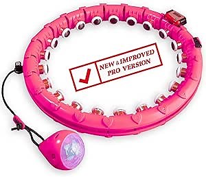 PRO Smart Weighted Hula Hoop with Lights - Waist Hula for Adults Weight Loss - Lose Weight, Shape Body, Trim Waist, Adult Workout Exercise Hoop - Spinning Hoops for Fitness, Slimming (Pink)
