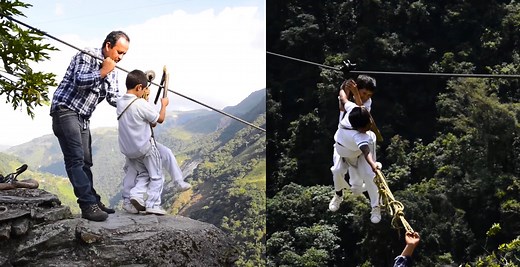 What these Columbian kids have to do just to get to school is crazy...