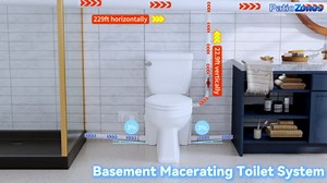 Powerful Macerating Toilet +Heated Toilet Seat +Macerator Grinder Pump for Basement Upflush, 4 Inlet for Shower/Sink/Laundry Sewage, Copper Motor Wire, Elongated Bowl, Extension Pipe Hiden the Pump