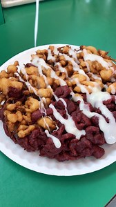 215K views · 4.3K reactions | Red Velvet Funnel Cake with Frosting! 朗 | Foody Fetish | Facebook