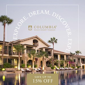 Book your last-minute summer stay at our luxury resort in Pissouri Bay and save up to 15% on bed and breakfast stays, plus access to our pools, fitness facilities, and five-star restaurants. | Columbia Beach Resort