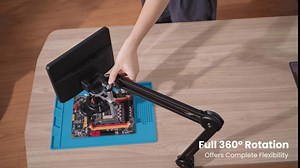 TOMLOV Flexible Arm Digital Microscope Stand AM01 with 144-LED Ring Light LT02, Suspension Boom Scissor Arm Stand with 3/8" to 5/8" Adapter Clip & Cable Ties for Digital Microscope DM601 DM201 DM401