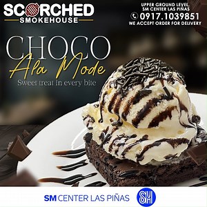 🔥 Indulge in Chocolate Bliss! 🍫🍨 Satisfy your sweet cravings with our Choco Ala Mode—a decadent chocolate brownie topped with creamy vanilla ice cream, drizzled with rich chocolate syrup, and sprinkled with choco bits! Every bite is pure indulgence. 😍 📍 Visit us at Scorched Smokehouse and treat yourself today! #ScorchedSmokehouse #ChocoAlaMode #DessertLover #SweetTooth #Foodie #Foodgasm #BrownieLover #IceCreamAddict #ChocolateHeaven | SM Center Las Piñas (Official)