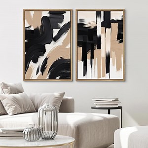 Black Beige Abstract Wall Art: Bedroom Wall Decor Set of 2 - Framed, Canvas, or Art Prints - Etsy