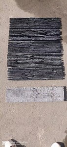 [Hot Item] Groove Flow Board Natural Black Slate Tile Waterfall Veneer Stone for Interior Public Area