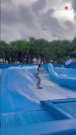 Epic Surfing Fail: Girl Conquers Flowrider at Moon Palace Cancun || WooGlobe