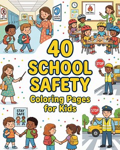 School Safety Coloring Pages | Kids Learning Activity (2 PDF Sizes) - Etsy