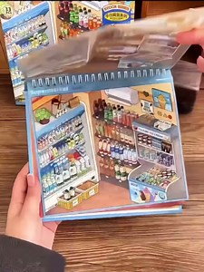 10 Sets Shelves 3D Sticker Scene Book for Adults,DIY 3D Miniature Scene Sticker Therapy Set,Funny 3D Shelf Organization Stickers Collection Book(style11)