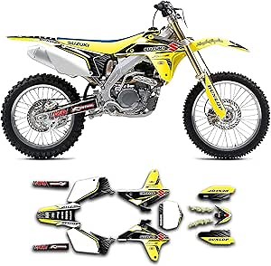 Kungfu Graphics Custom Decal Kit for Suzuki RMZ 450 RMZ450 2005 2006, Yellow White Black, SZRMZ450506005
