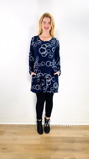 Navy Grey Circles Print Tunic Top Available at I❤️Tunics | I Love Tunics.com - Number One Tunics Destination