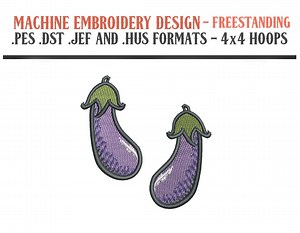 Freestanding Eggplant Emoji Earrings - Machine Embroidery Design - Digital Download - 4x4 Hoops - PES JEF DST Hus Formats - Etsy