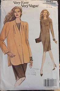 Vogue 8483 Jacket & Dress Sewing Pattern 1980s UNCUT Designer Career Wear Collectible (sizes 14-16-18) - Etsy