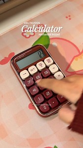this calculator literally feels like i’m typing on a mechanical keyboard because of its mechanical keypad 🍒💓 #calculator #cashstuffing #kawaiiaesthetic #desksetup #cozyvibes | DearHeartfilia